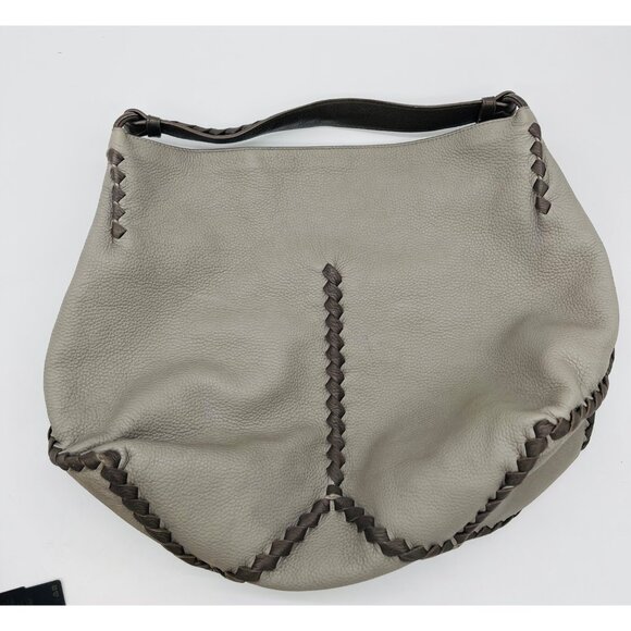 BOTTEGA VENETA Leather Hobo Shoulder Tote Bag Gray Large - Picture 14 of 14